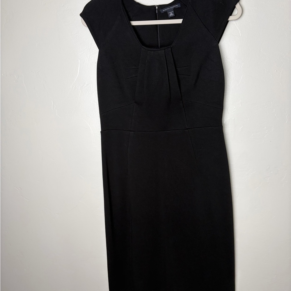 Banana Republic Black Midi Sheath Dress with Cap Sleeves